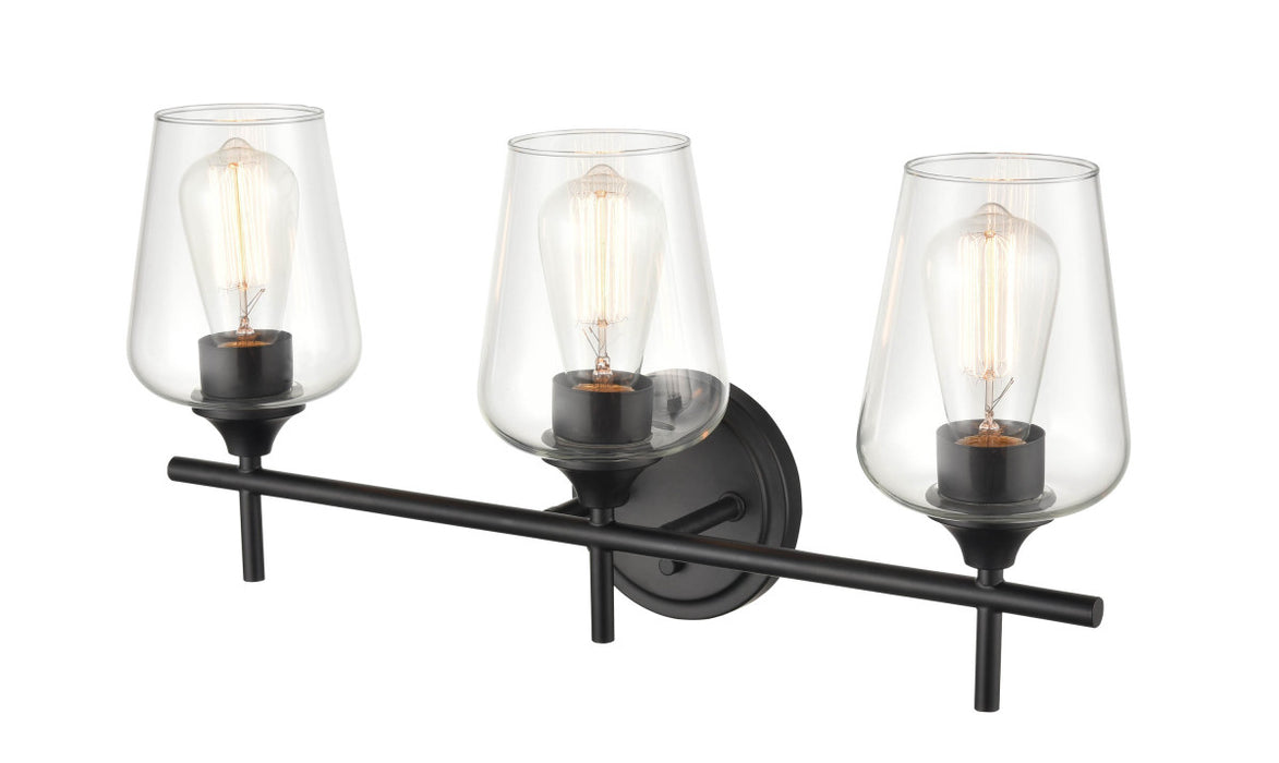 Three Light Vanity from the Ashford collection in Matte Black finish
