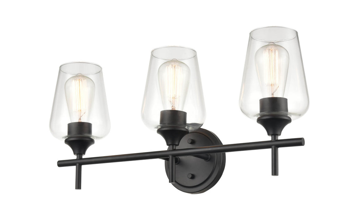 Three Light Vanity from the Ashford collection in Matte Black finish