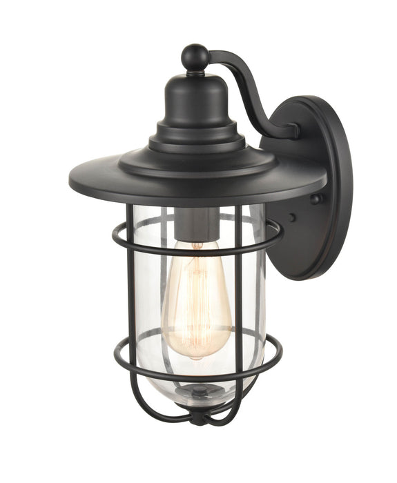 One Light Outdoor Wall Bracket from the None collection in Powder Coat Black finish