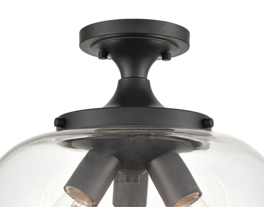 Three Light Semi-Flush Mount from the Ashford collection in Matte Black finish