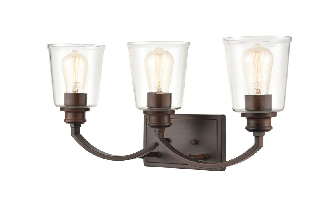 Three Light Vanity from the Forsyth collection in Rubbed Bronze finish