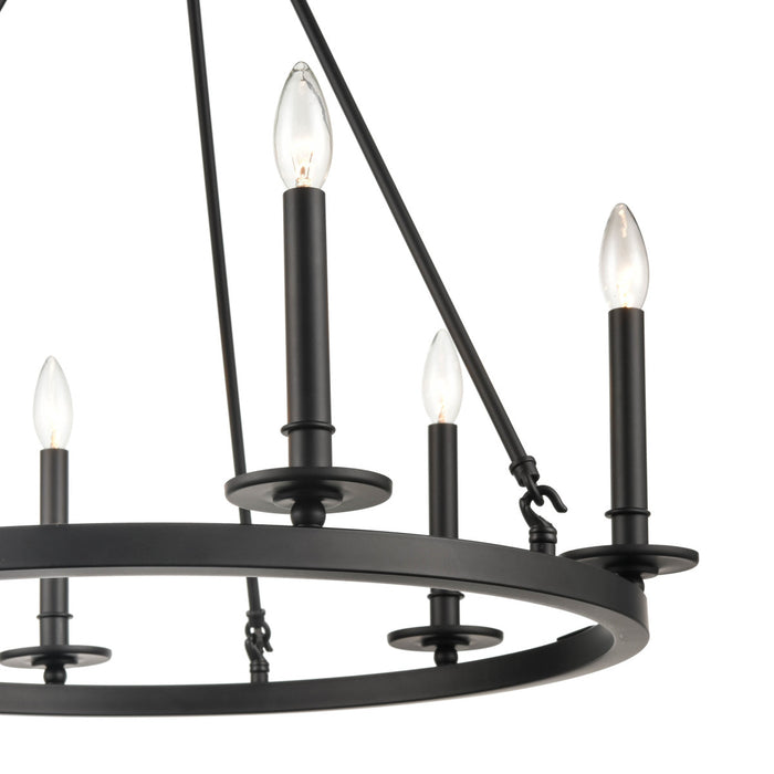 Six Light Chandelier from the Florence collection in Matte Black finish
