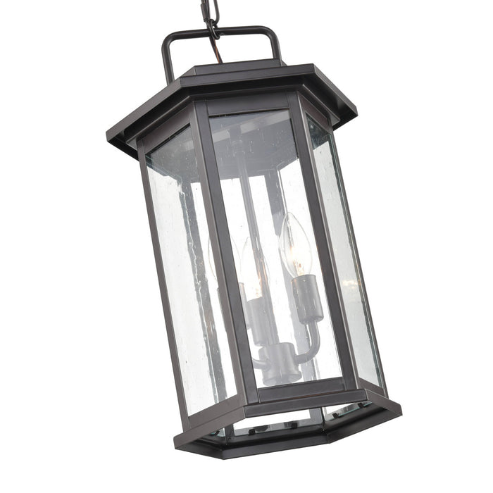 Three Light Outdoor Hanging Lantern from the Ellis collection in Powder Coat Bronze finish