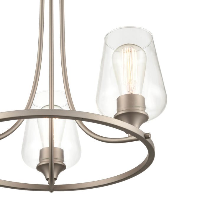 Three Light Chandelier from the Ashford collection in Satin Nickel finish