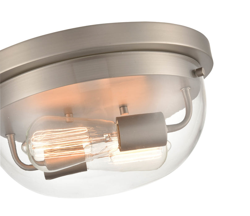 Two Light Flushmount from the Ashford collection in Satin Nickel finish