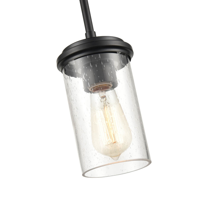 One Light Mini Pendant from the Taos collection in Matte Black/Wood Grain finish