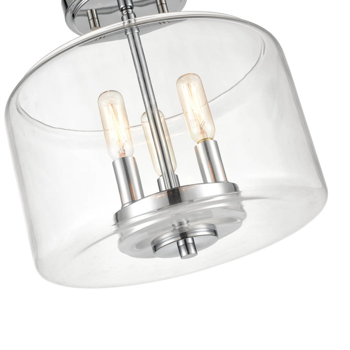Three Light Semi-Flush Mount from the Asheville collection in Chrome finish