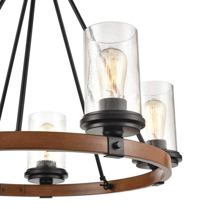 Five Light Chandelier from the Taos collection in Matte Black/Wood Grain finish