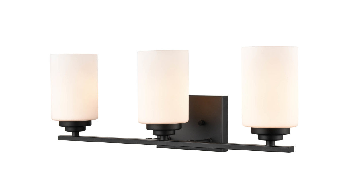 Three Light Vanity from the Durham collection in Matte Black finish
