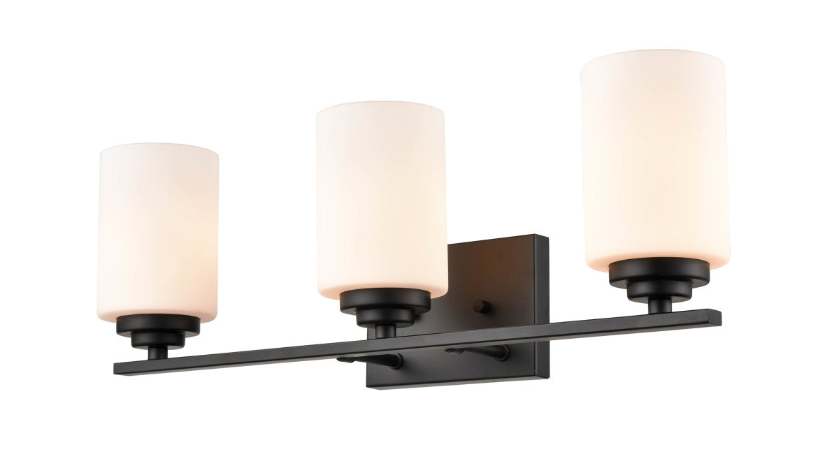 Three Light Vanity from the Durham collection in Matte Black finish
