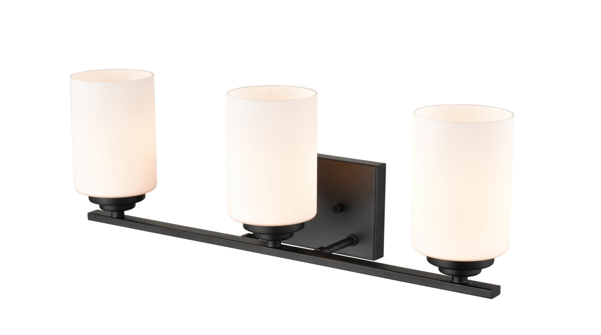 Three Light Vanity from the Durham collection in Matte Black finish