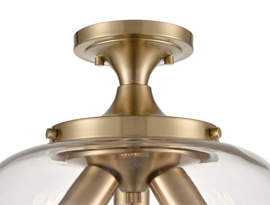 Three Light Semi-Flush Mount from the Ashford collection in Modern Gold finish