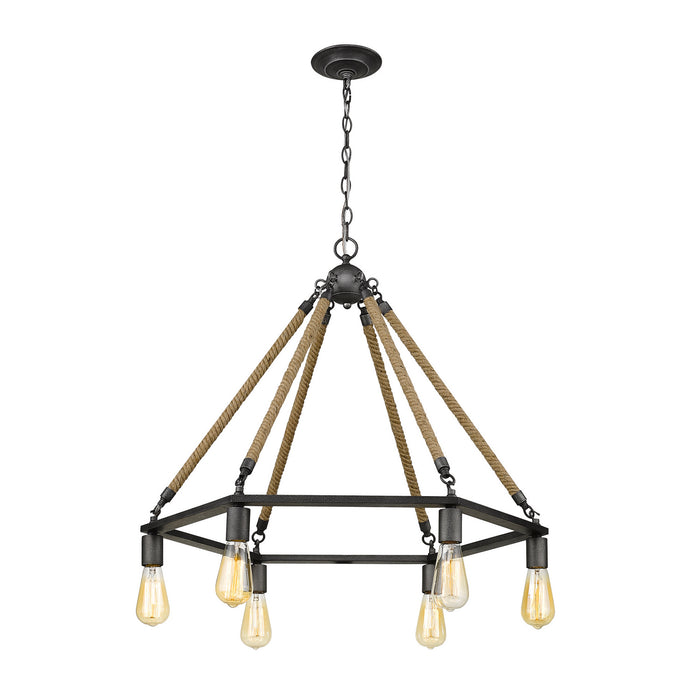Six Light Chandelier from the Holden collection in Antique Gray finish