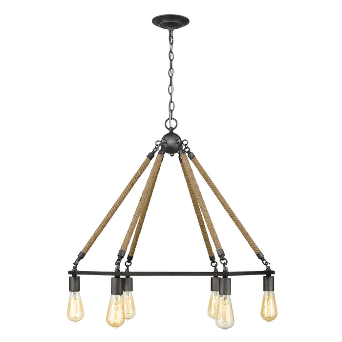 Six Light Chandelier from the Holden collection in Antique Gray finish