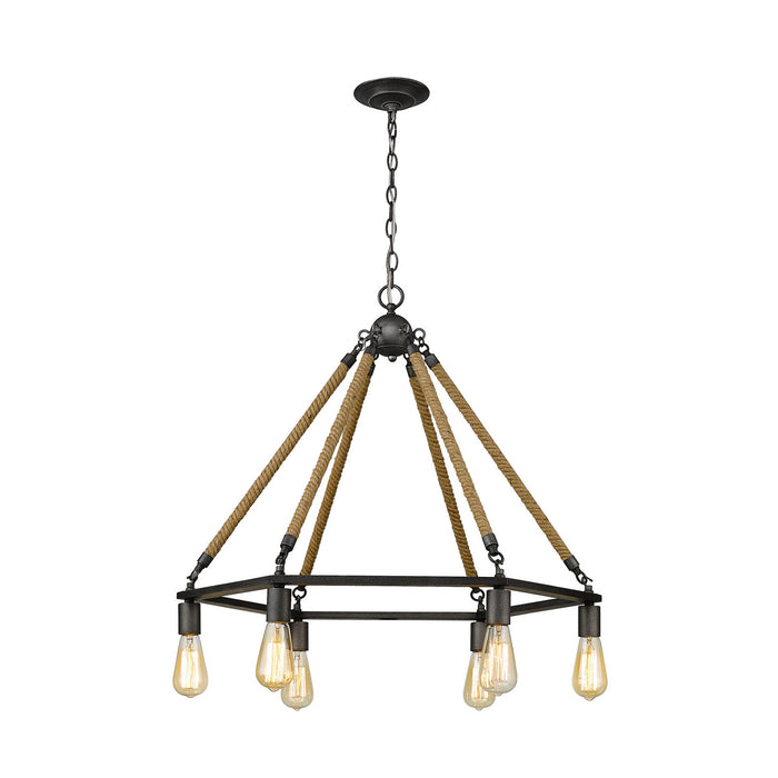 Six Light Chandelier from the Holden collection in Antique Gray finish