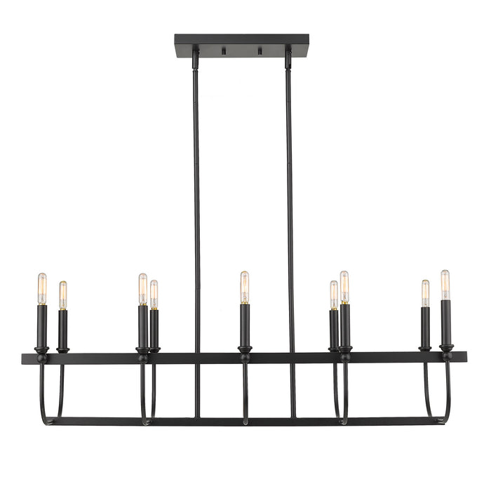 Ten Light Island Pendant from the Beckett collection in Matte Black finish
