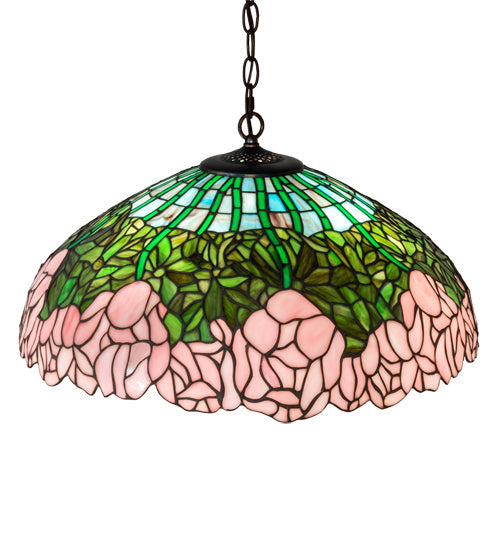 Three Light Pendant from the Tiffany Cabbage Rose collection in Mahogany Bronze finish