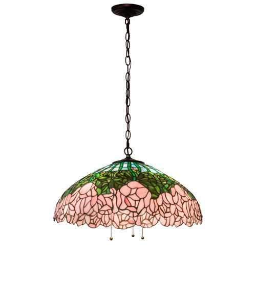 Three Light Pendant from the Tiffany Cabbage Rose collection in Mahogany Bronze finish