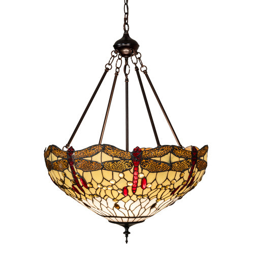 Three Light Pendant from the Tiffany Hanginghead Dragonfly collection in Mahogany Bronze finish