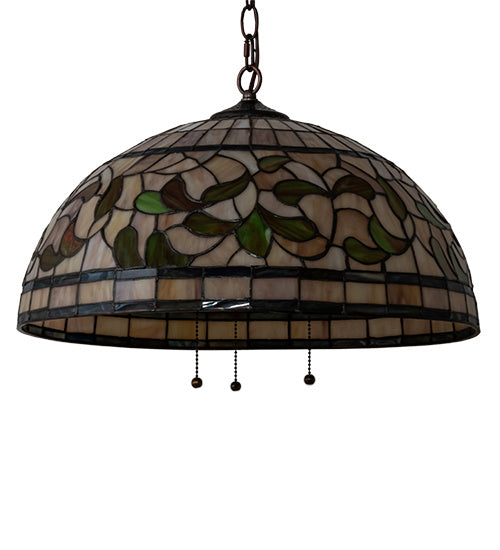 Three Light Pendant from the Tiffany Turning Leaf collection in Mahogany Bronze finish