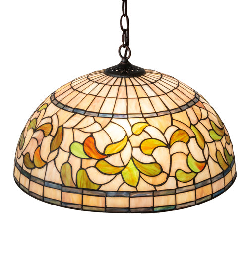 Three Light Pendant from the Tiffany Turning Leaf collection in Mahogany Bronze finish