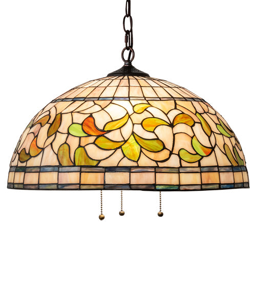 Three Light Pendant from the Tiffany Turning Leaf collection in Mahogany Bronze finish