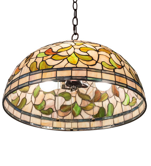 Three Light Pendant from the Tiffany Turning Leaf collection in Mahogany Bronze finish
