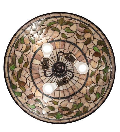 Three Light Pendant from the Tiffany Turning Leaf collection in Mahogany Bronze finish