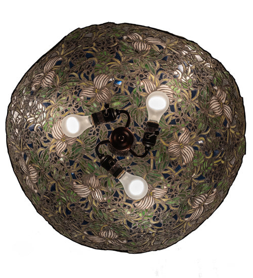 Three Light Pendant from the Trillium & Violet collection in Mahogany Bronze finish