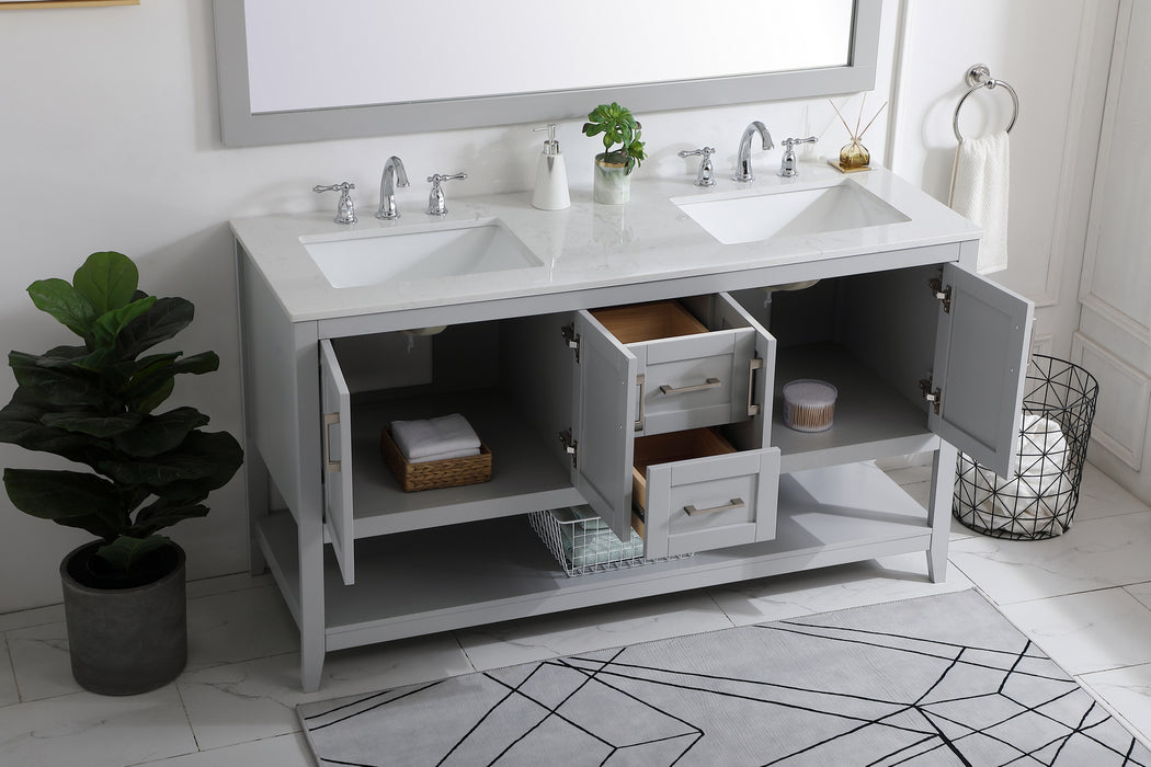 Double Bathroom Vanity from the Aubrey collection in Grey finish