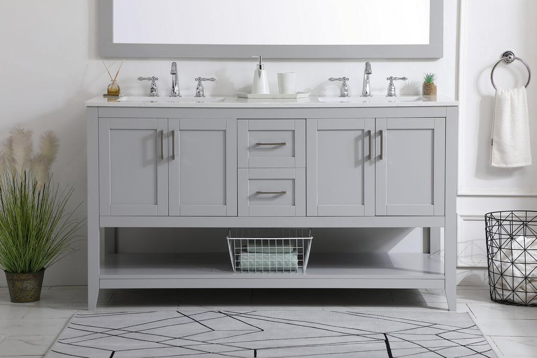 Double Bathroom Vanity from the Aubrey collection in Grey finish