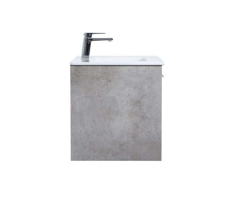 Single Bathroom Floating Vanity from the Kasper collection in Concrete Grey finish