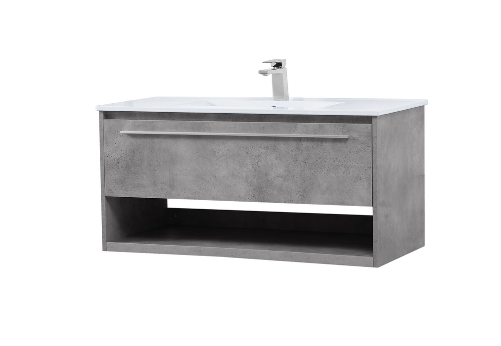 Single Bathroom Floating Vanity from the Kasper collection in Concrete Grey finish