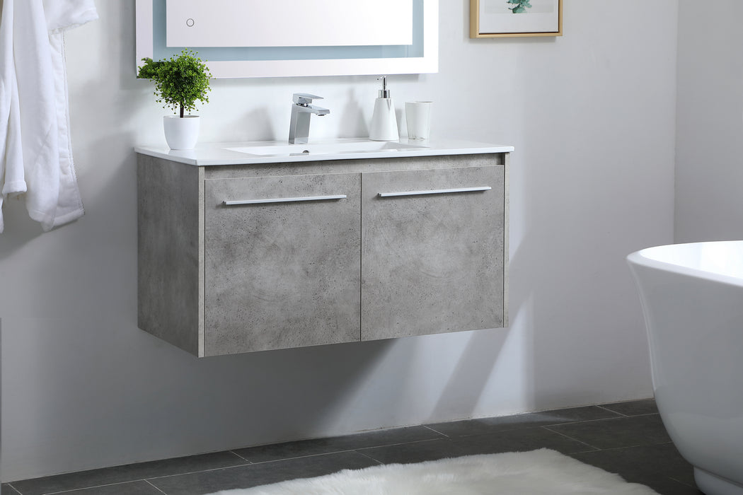 Single Bathroom Floating Vanity from the Rasina collection in Concrete Grey finish