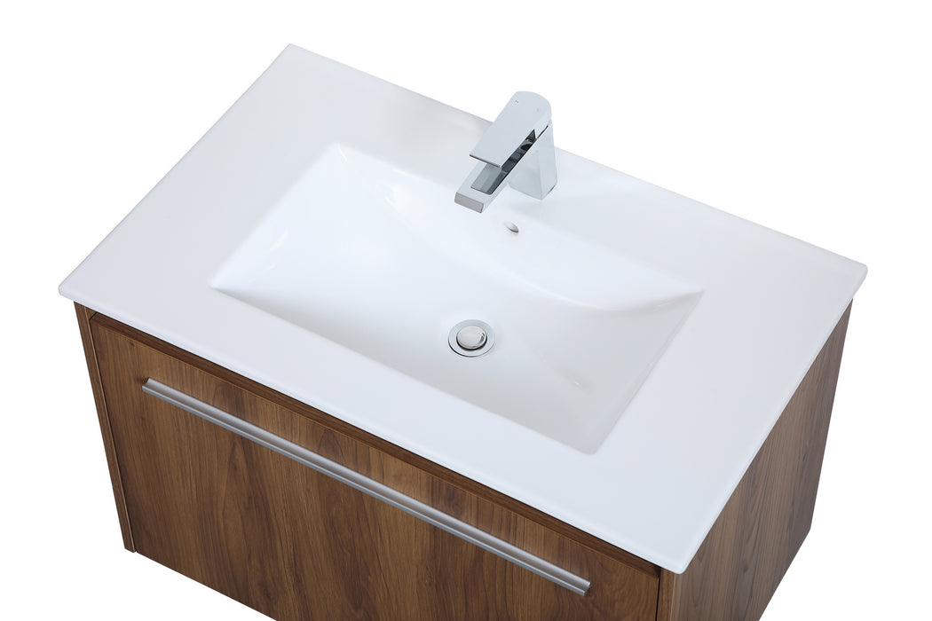 Single Bathroom Floating Vanity from the Tessa collection in Walnut Brown finish