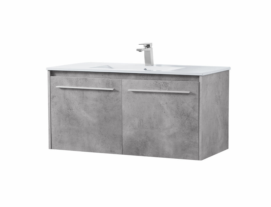 Single Bathroom Floating Vanity from the Tessa collection in Concrete Grey finish