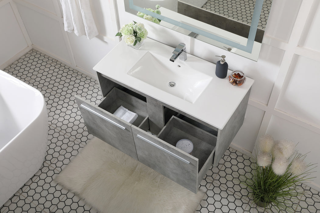Single Bathroom Floating Vanity from the Tessa collection in Concrete Grey finish