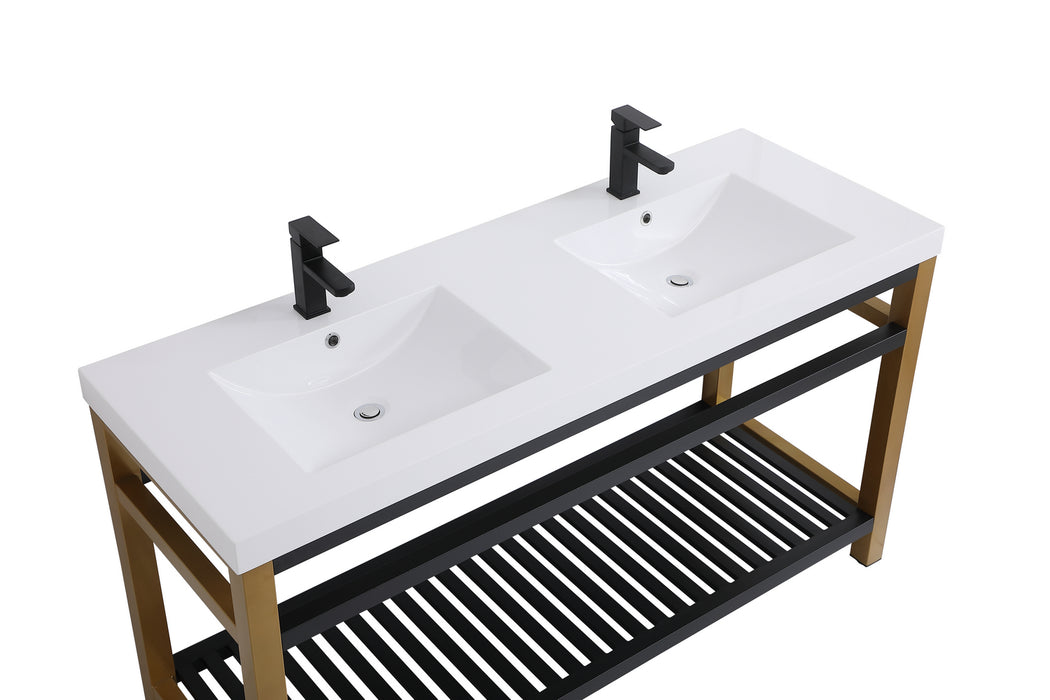 Double Bathroom Vanity from the Raya collection in Golden Black finish