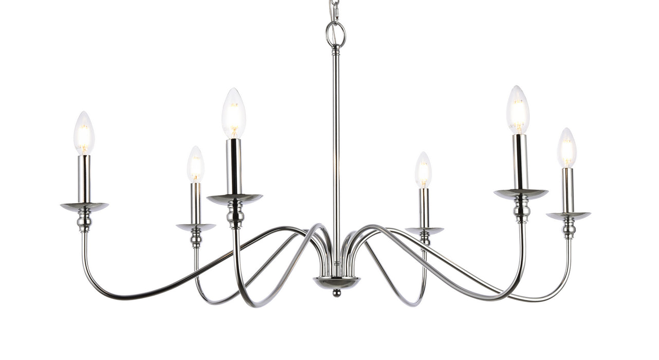 Six Lights Chandelier from the Rohan collection in Polished Nickel finish