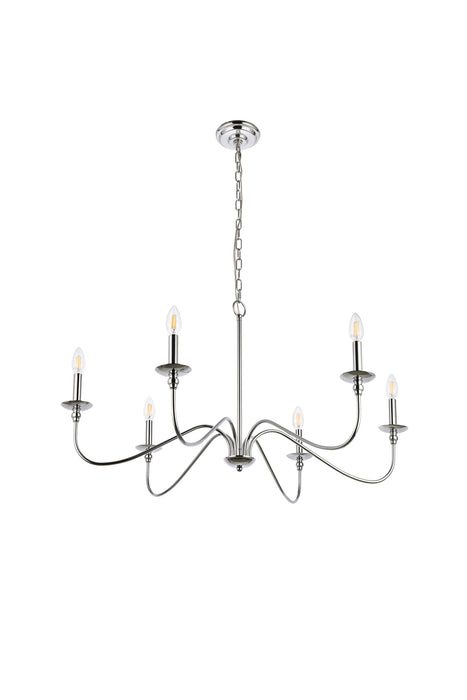 Six Lights Chandelier from the Rohan collection in Polished Nickel finish