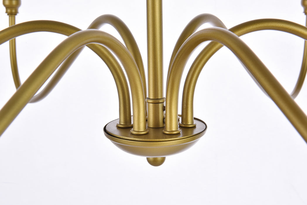 Six Lights Chandelier from the Rohan collection in Brass finish