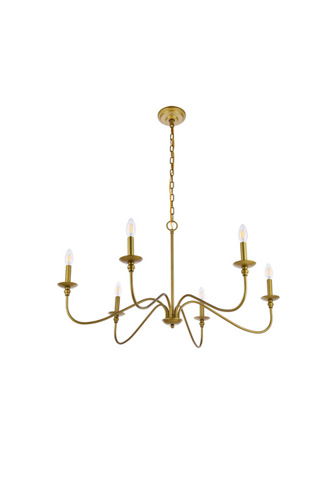 Six Lights Chandelier from the Rohan collection in Brass finish