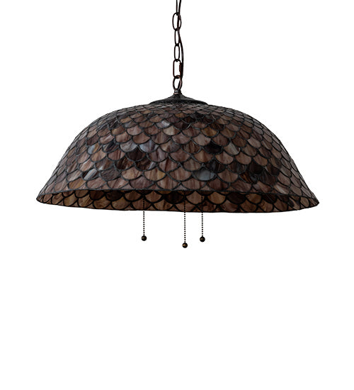 Three Light Pendant from the Tiffany Fishscale collection in Mahogany Bronze finish