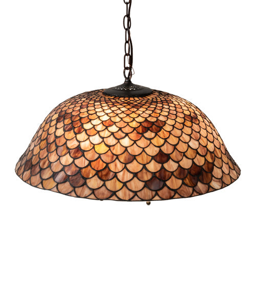 Three Light Pendant from the Tiffany Fishscale collection in Mahogany Bronze finish