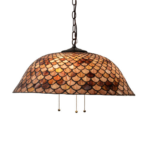 Three Light Pendant from the Tiffany Fishscale collection in Mahogany Bronze finish