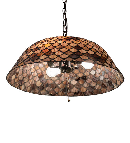 Three Light Pendant from the Tiffany Fishscale collection in Mahogany Bronze finish