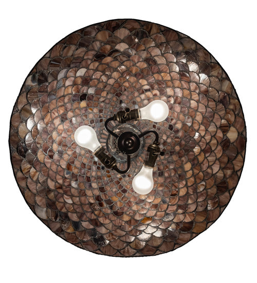 Three Light Pendant from the Tiffany Fishscale collection in Mahogany Bronze finish