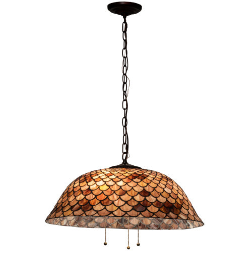 Three Light Pendant from the Tiffany Fishscale collection in Mahogany Bronze finish