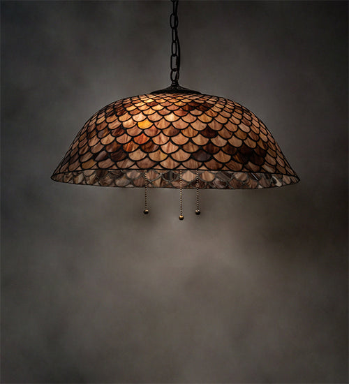 Three Light Pendant from the Tiffany Fishscale collection in Mahogany Bronze finish