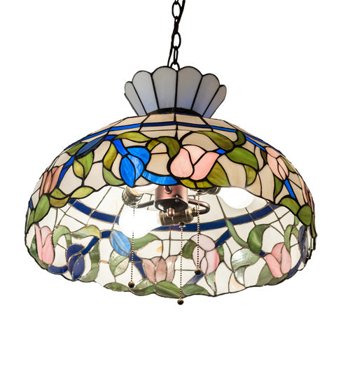 Three Light Pendant from the Rose Vine collection in Mahogany Bronze finish